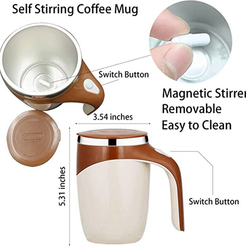 Taza de café automática con agitación magnética para el hogar, oficina y viajes, vaso mezclador eléctrico de acero inoxidable, taza de café de auto-mezcla