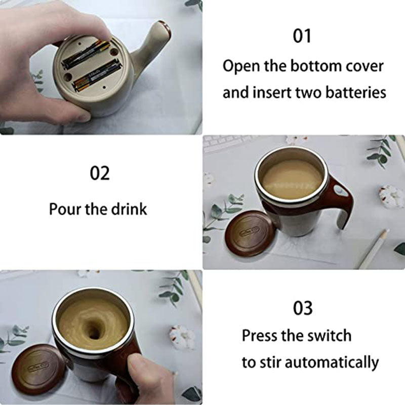 Taza de café automática con agitación magnética para el hogar, oficina y viajes, vaso mezclador eléctrico de acero inoxidable, taza de café de auto-mezcla